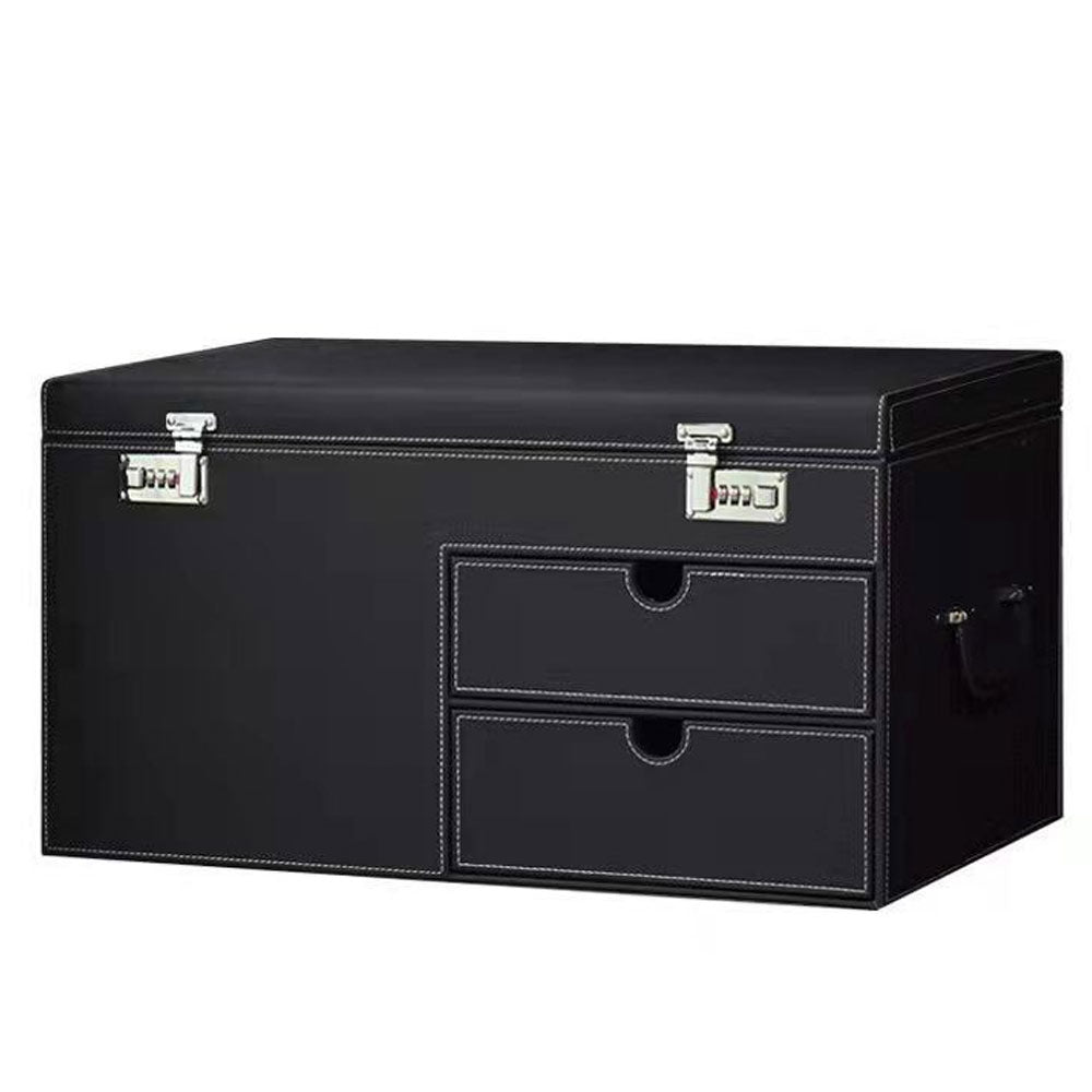 صندوق تخزين جلدي بقفل متعدد الأغراض