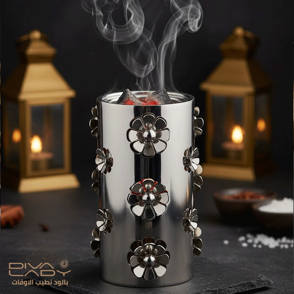 مبخرة فاخرة معدنية بزخارف ورد معدنية من ديفا ليدي