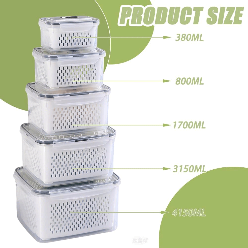 طقم صناديق ثلاجة للتخزين 5 قطعة