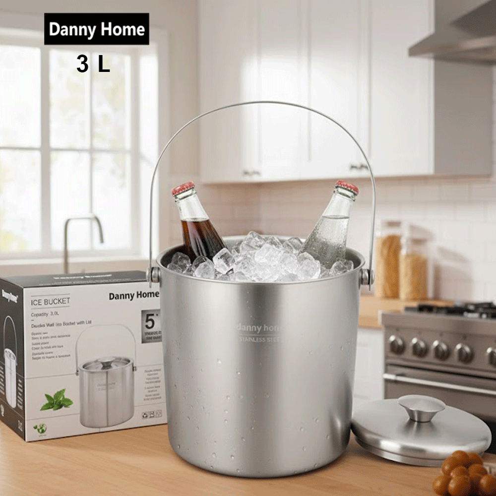 دلو ثلج مزدوج الجدار مع غطاء