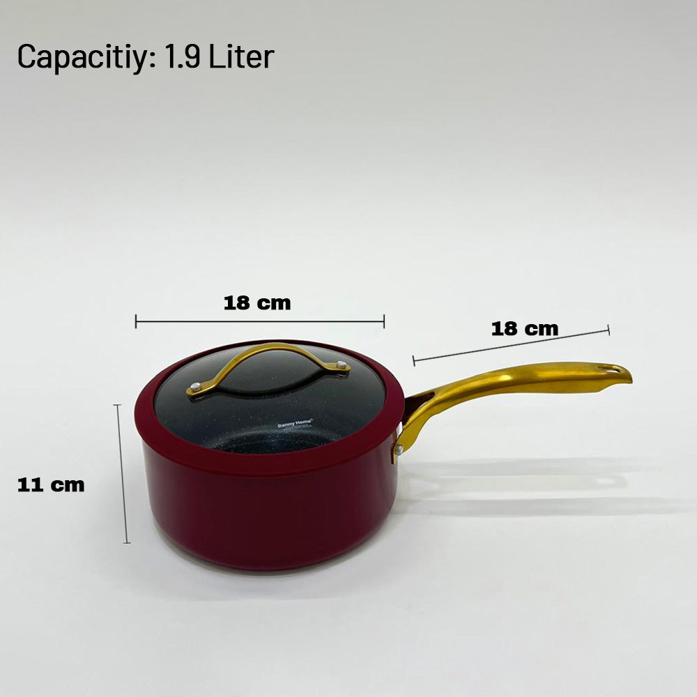 قدر طهي غير لاصق مقاس 18/20 سم - اللون: عنابي