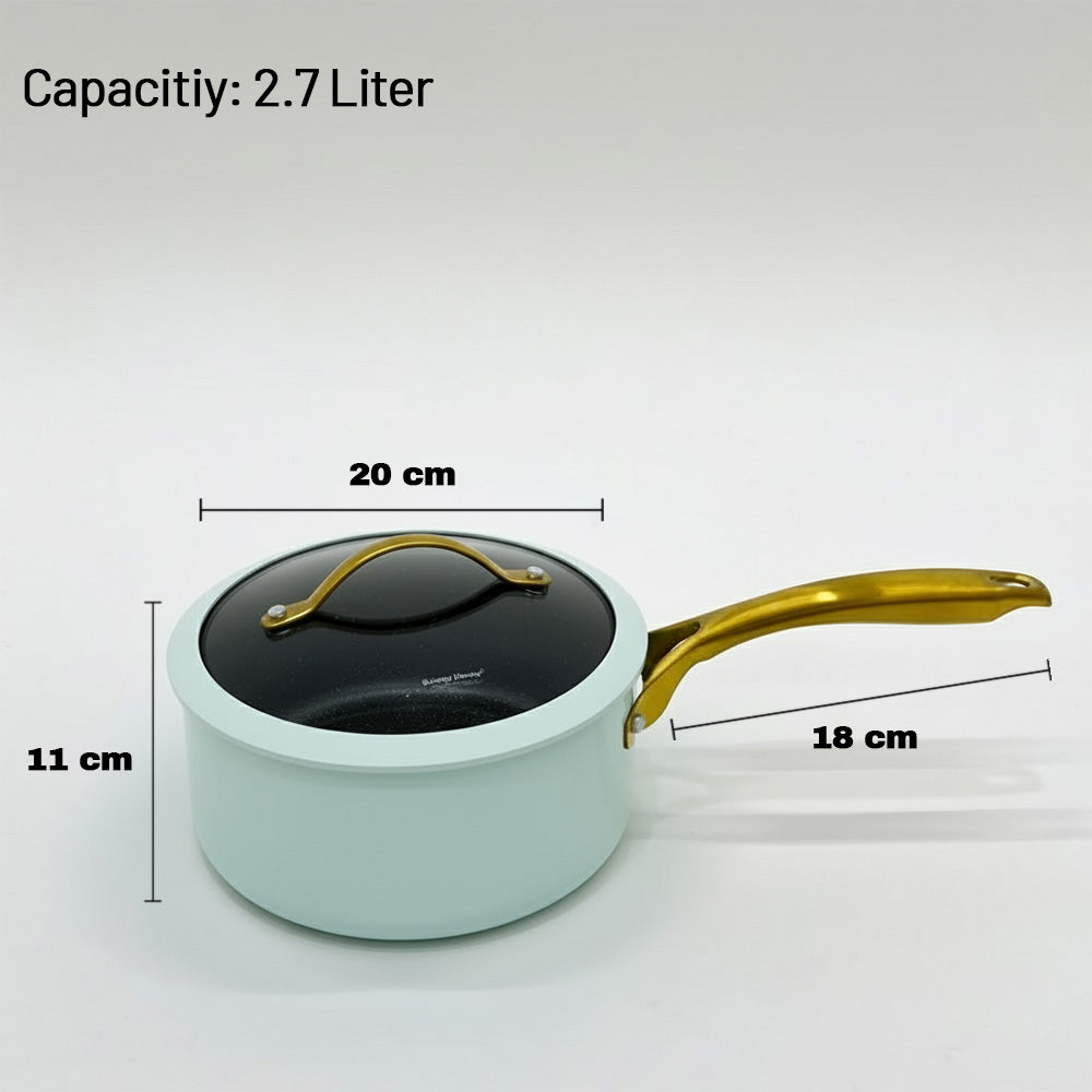 وعاء طهي غير لاصق مقاس 18/20 سم - اللون: أبيض وأزرق نعناعي