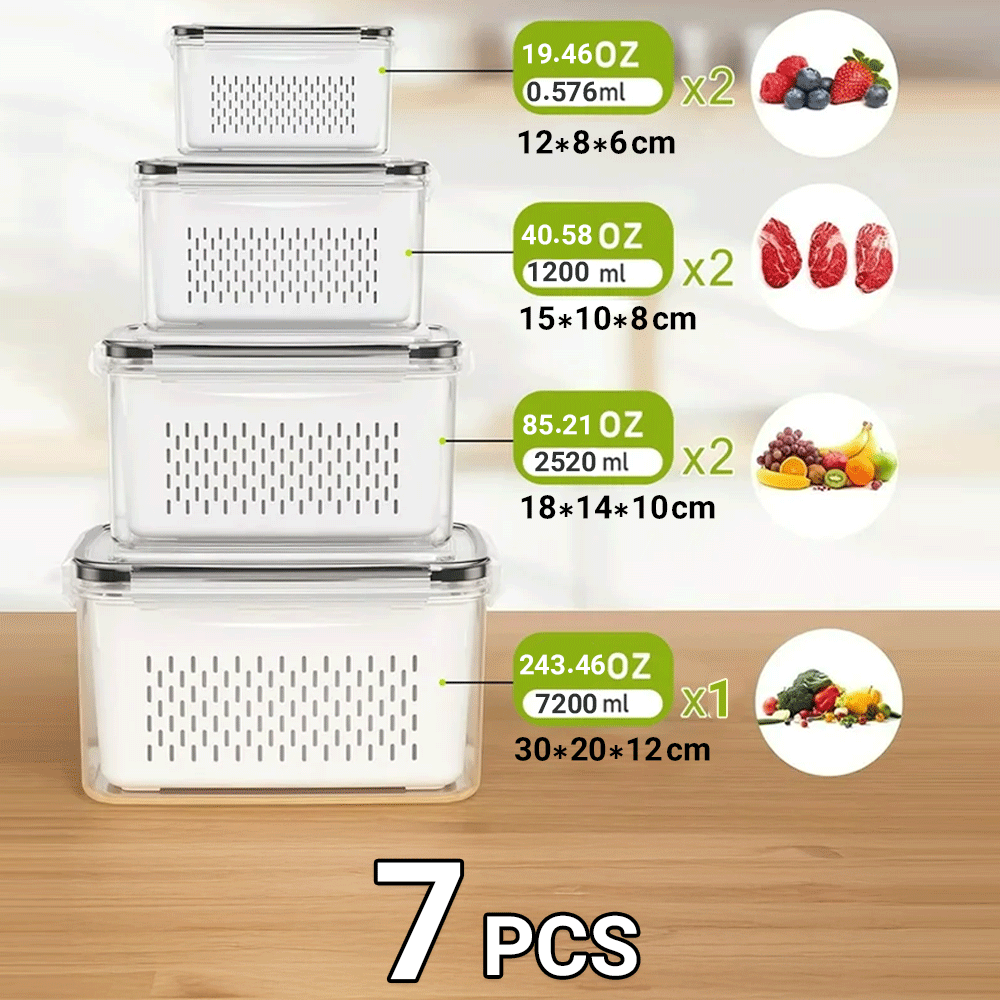 طقم صناديق ثلاجة للتخزين 7 قطعة