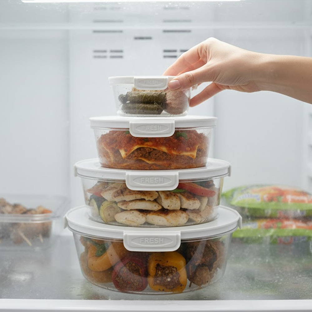 طقم علب حفظ الطعام محكمة الإغلاق 5 أحجام