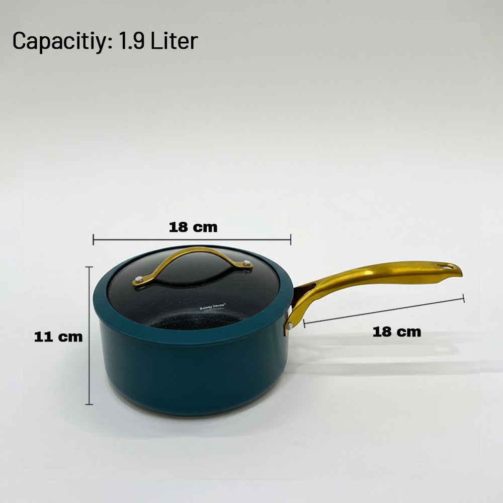 وعاء طهي غير لاصق مقاس 18 سم - اللون: أزرق مخضر غامق