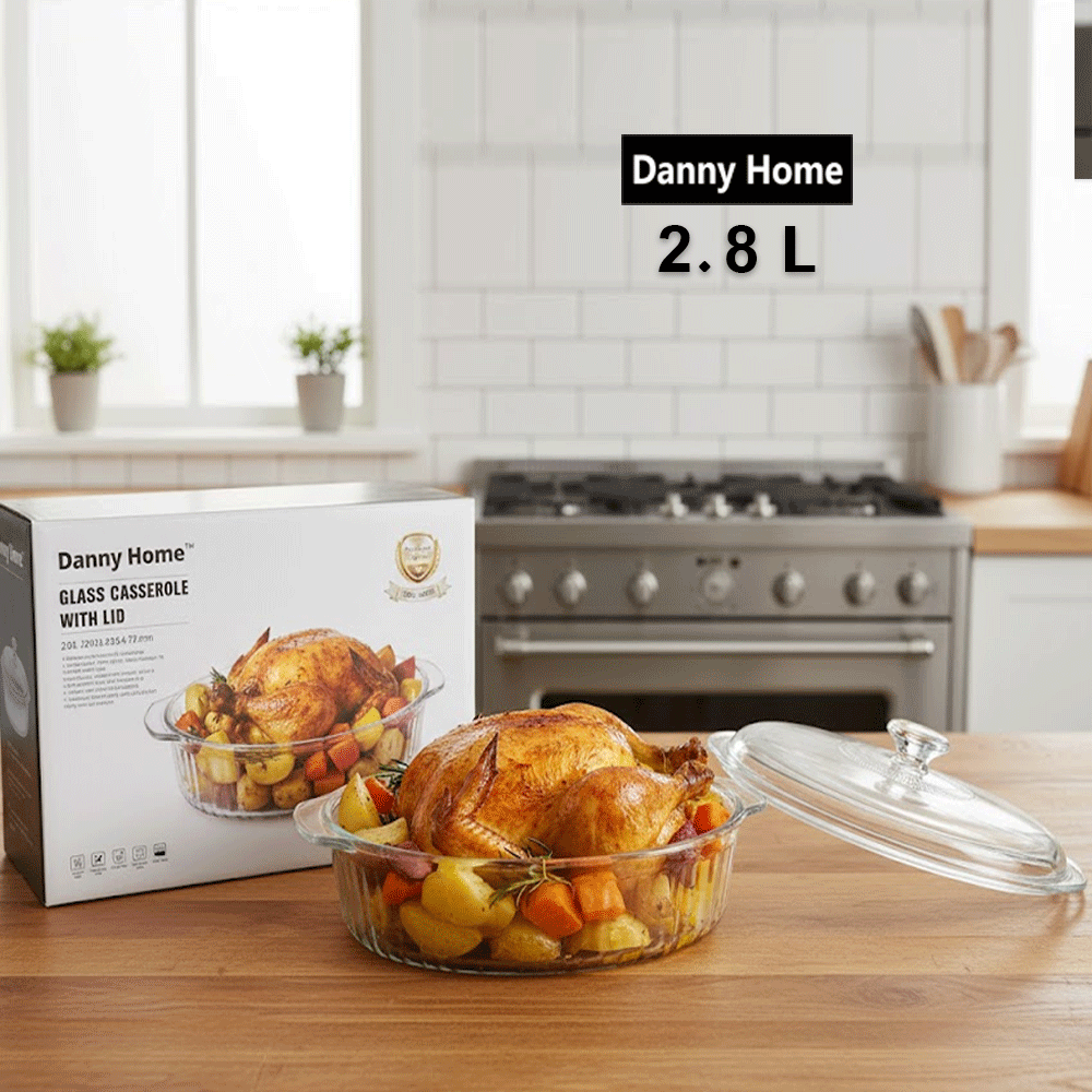 قدر خزفي من زجاج البورسليكات سعة 2.8 لتر