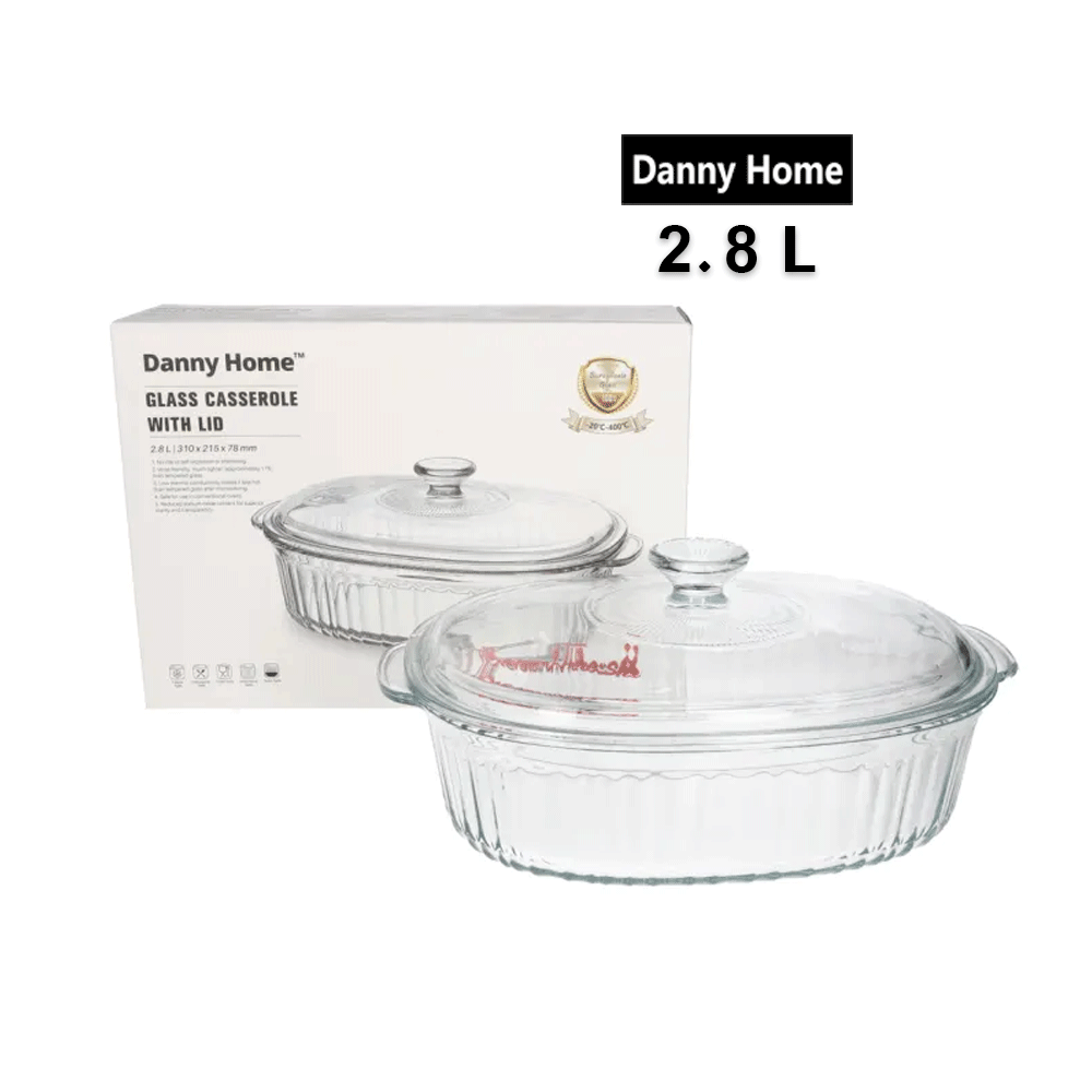 قدر خزفي من زجاج البورسليكات سعة 2.8 لتر