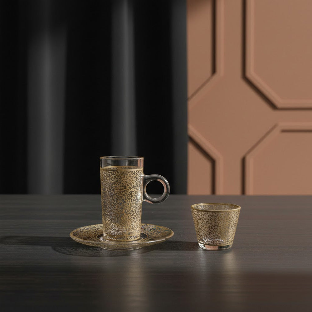 طقم استكانة وفنجان 18 قطعة