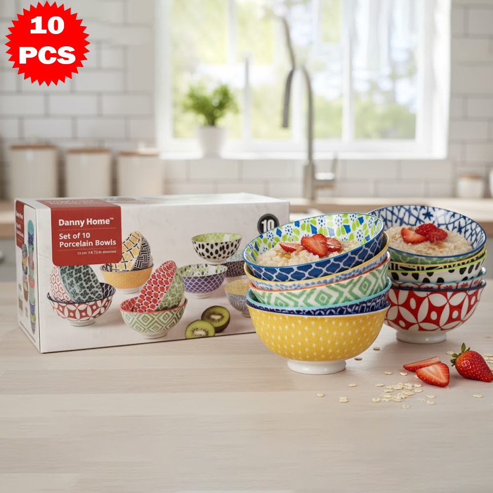 طقم أطباق تقديم ملونة – 10 قطع