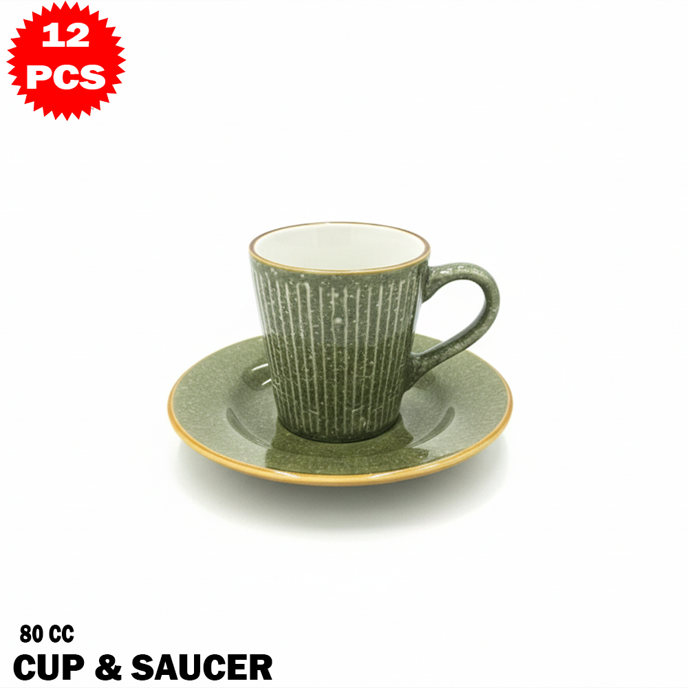 طقم فناجين مع صحون – 12 قطعة (80 مل)