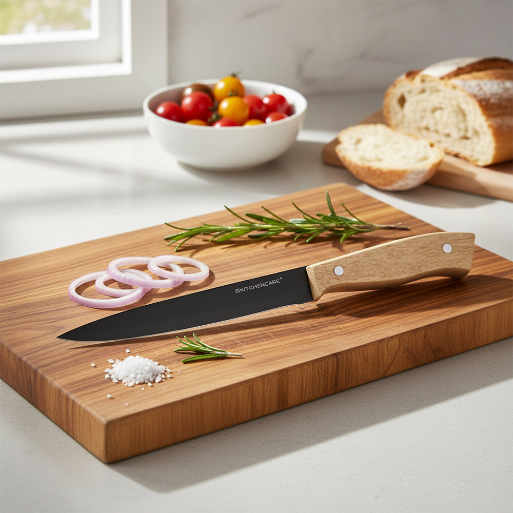 سكين طاهي من الفولاذ المقاوم للصدأ باللون الأسود 33 سم