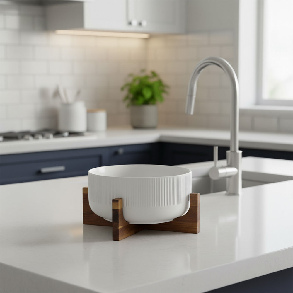 وعاء سلطة مع إطار خشبي 2.7 لتر.