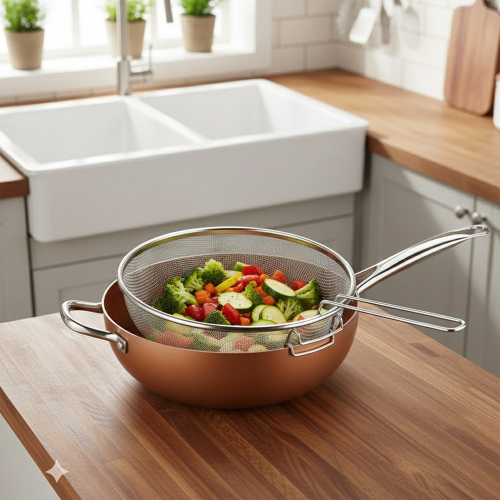 سلة قلي من الفولاذ المقاوم للصدأ بمقبض قابل للفصل