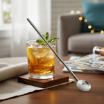 ملعقة قش من الفولاذ