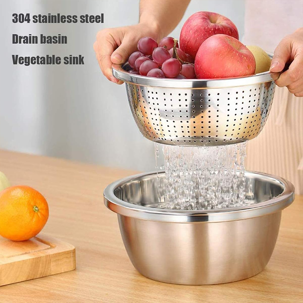 طقم مصفاة وحوض من الفولاذ