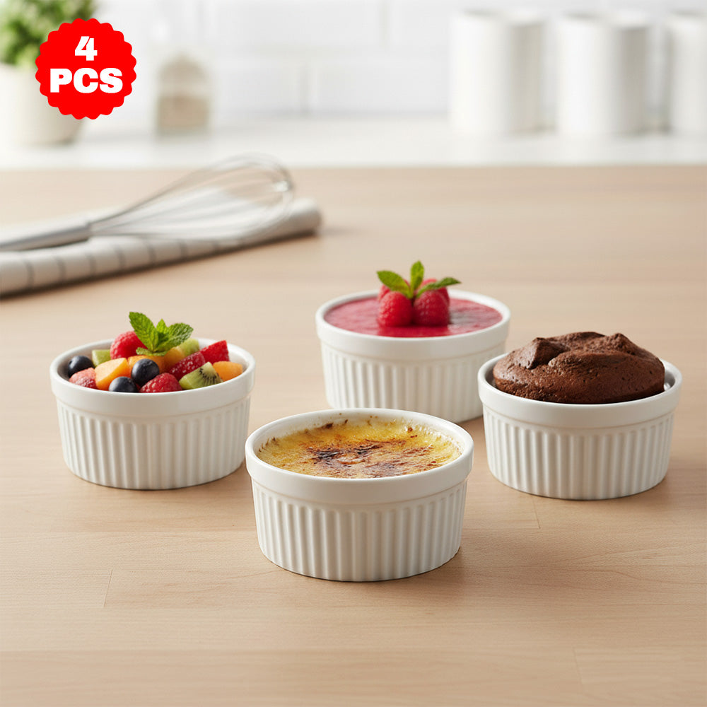 طبق كيك أبيض رامكين 4 قطع 160 مل