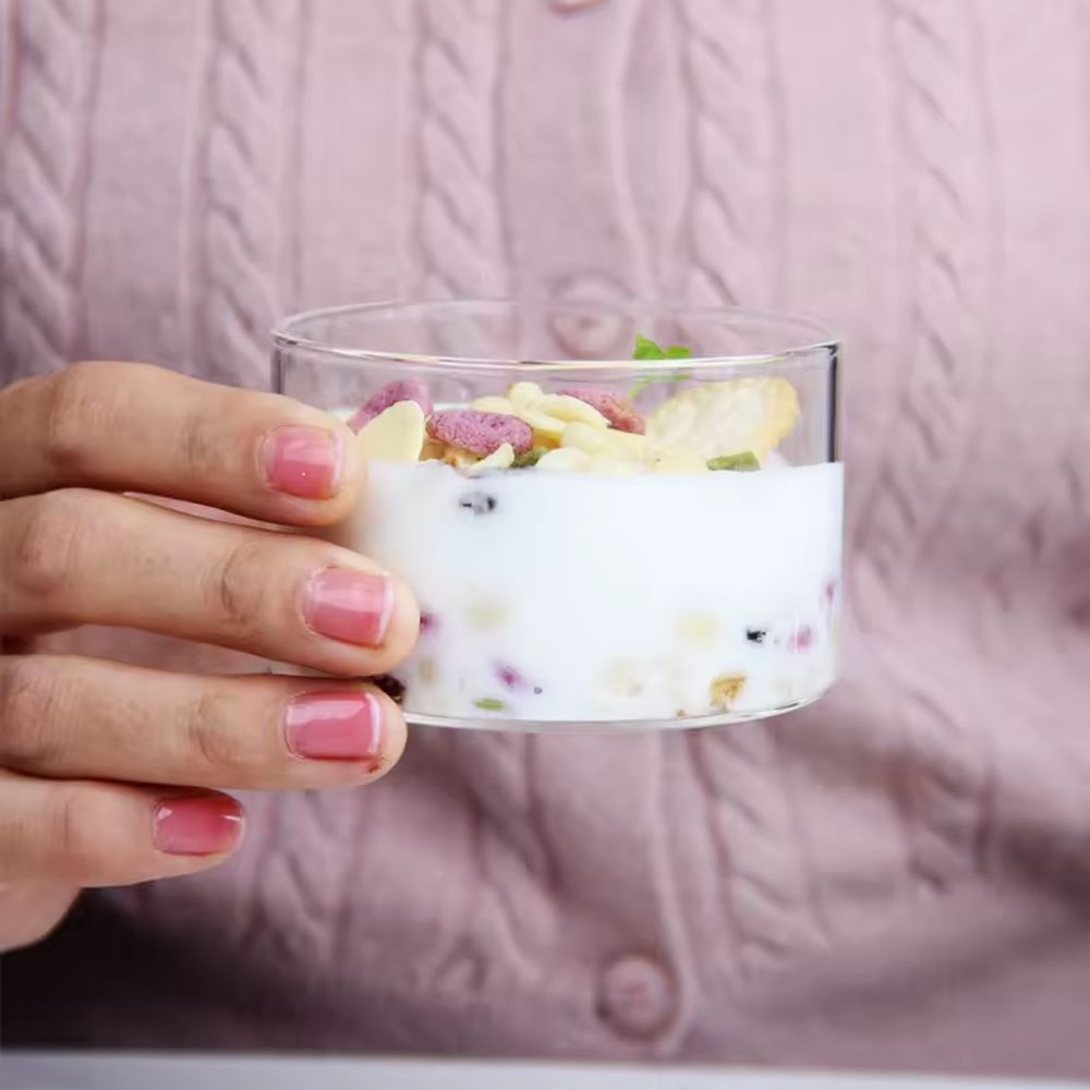 طقم أكواب تقديم زجاجية شفافة 4 قطع (245 مل)