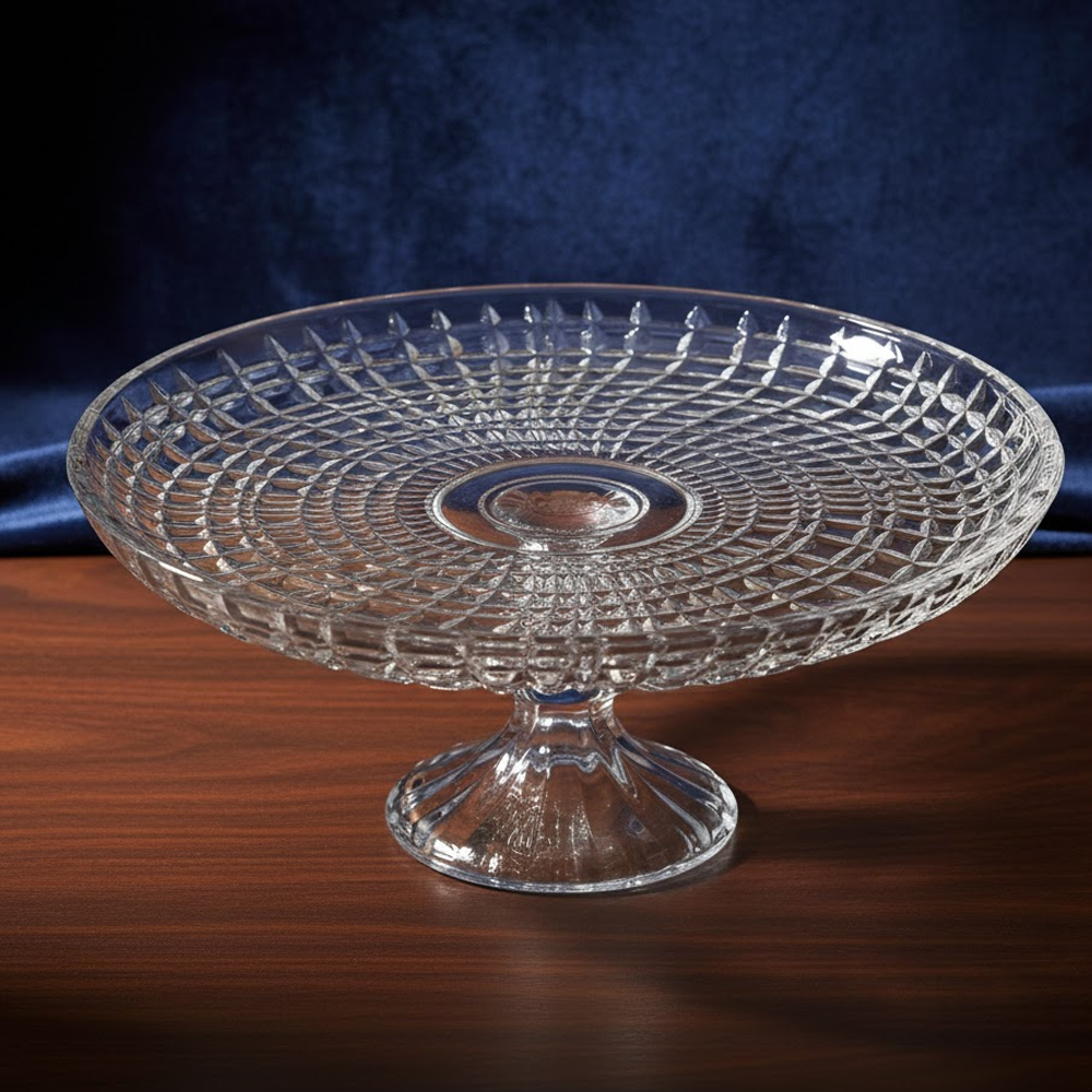 طبق تقديم زجاجي فاخر على قاعدة