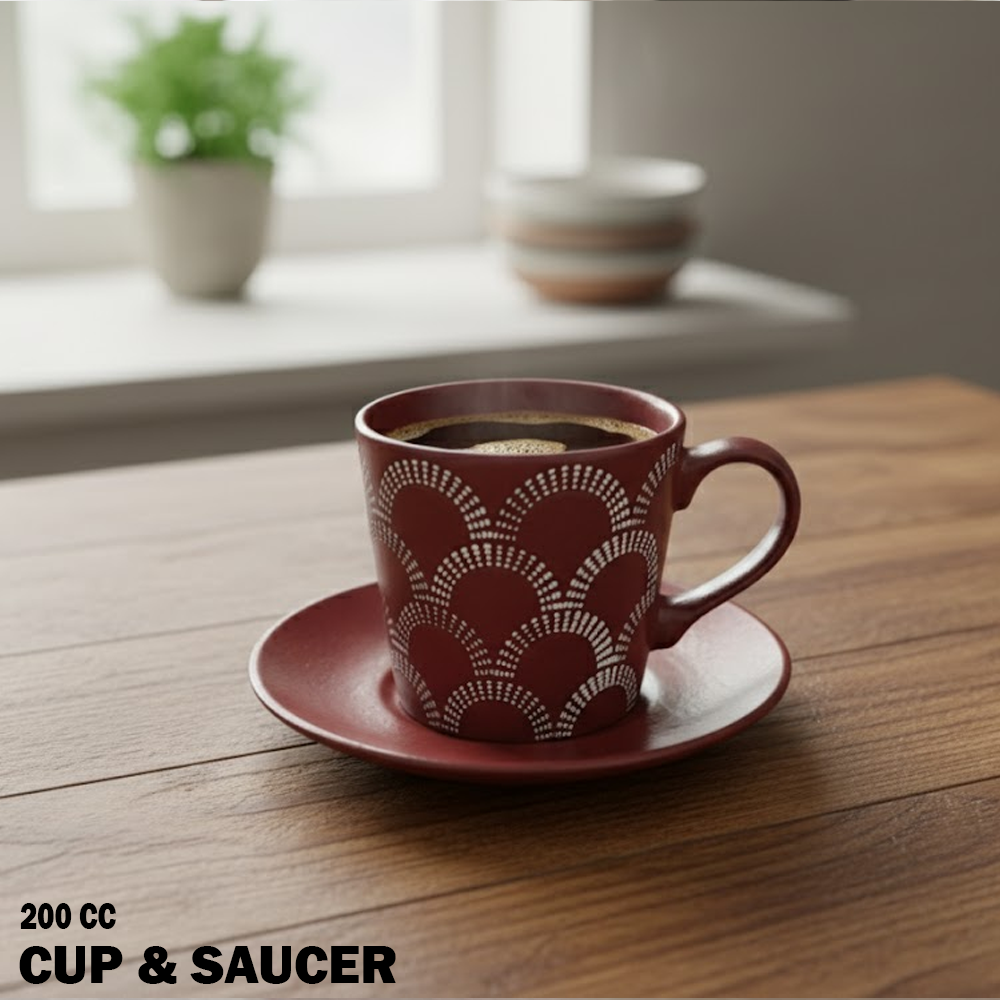 طقم فناجين مع صحون – 12 قطعة (200 مل)