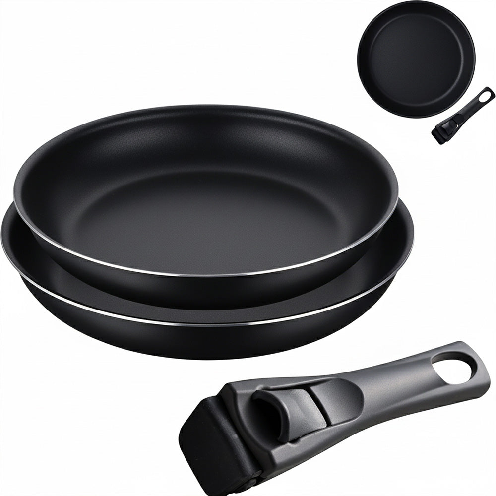 طقم مقلاة غير لاصقة بمقبض قابل للفصل - 3 قطع