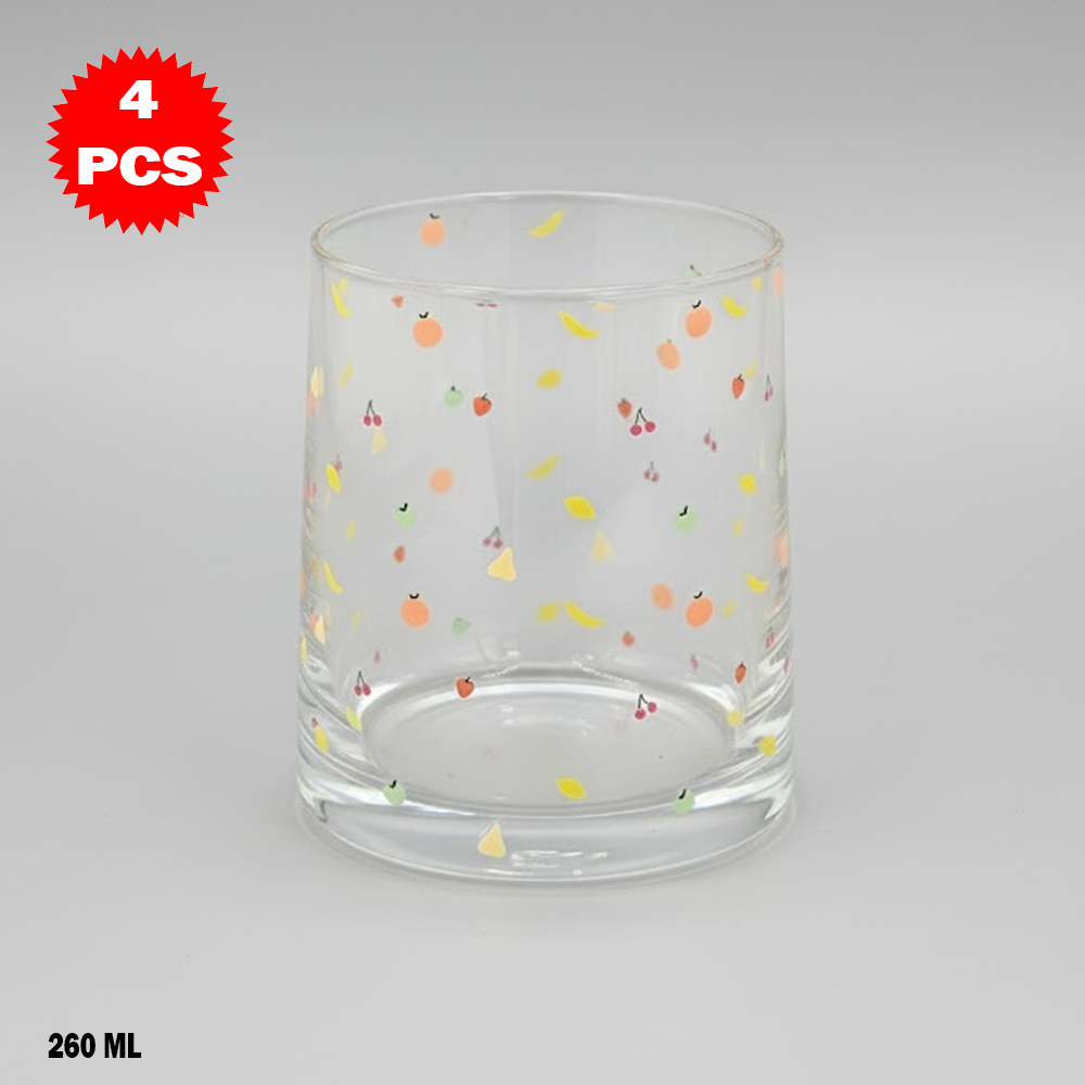 طقم أكواب مزين بفواكه ملونة