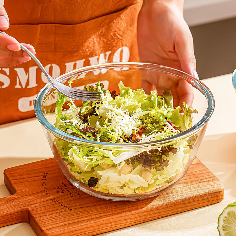 مجموعة أوعية خلط زجاجية - أوعية شفافة مقاومة للحرارة (500 مل - 2700 مل)