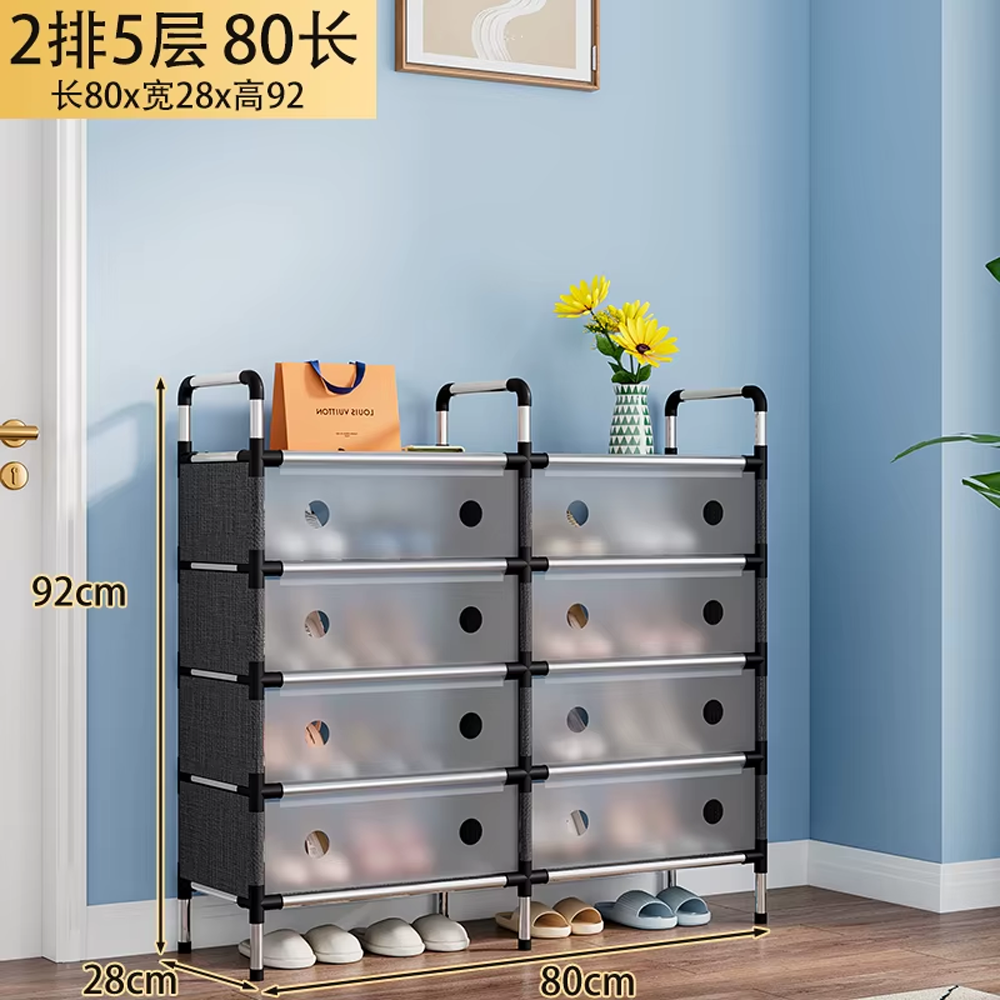 خزانة أحذية متعددة الطبقات بواجهات سحب شفافة