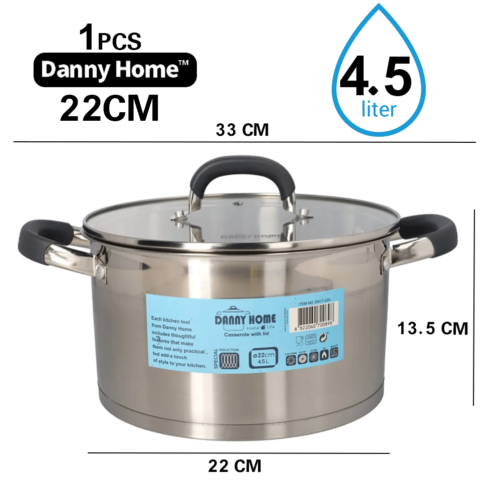 قدر طبخ طويل ستانلس بغطاء