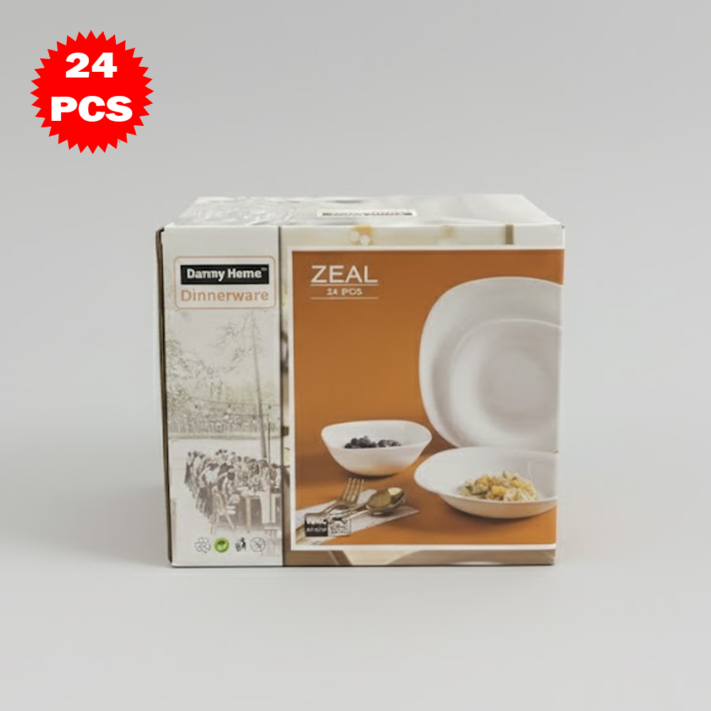 طقم أطباق سفرة فاخر أبيض 24 قطعة