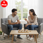 طقم تقديم سيراميك متمايل مع قاعدة خشب