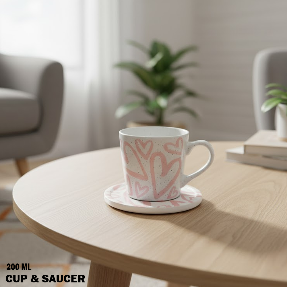 فنجان قهوة سيراميك مع صحن 200 مل