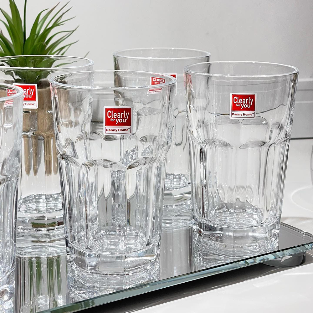 طقم أكواب زجاجية شفافة كلاسيكية – 6 قطع (415 مل)