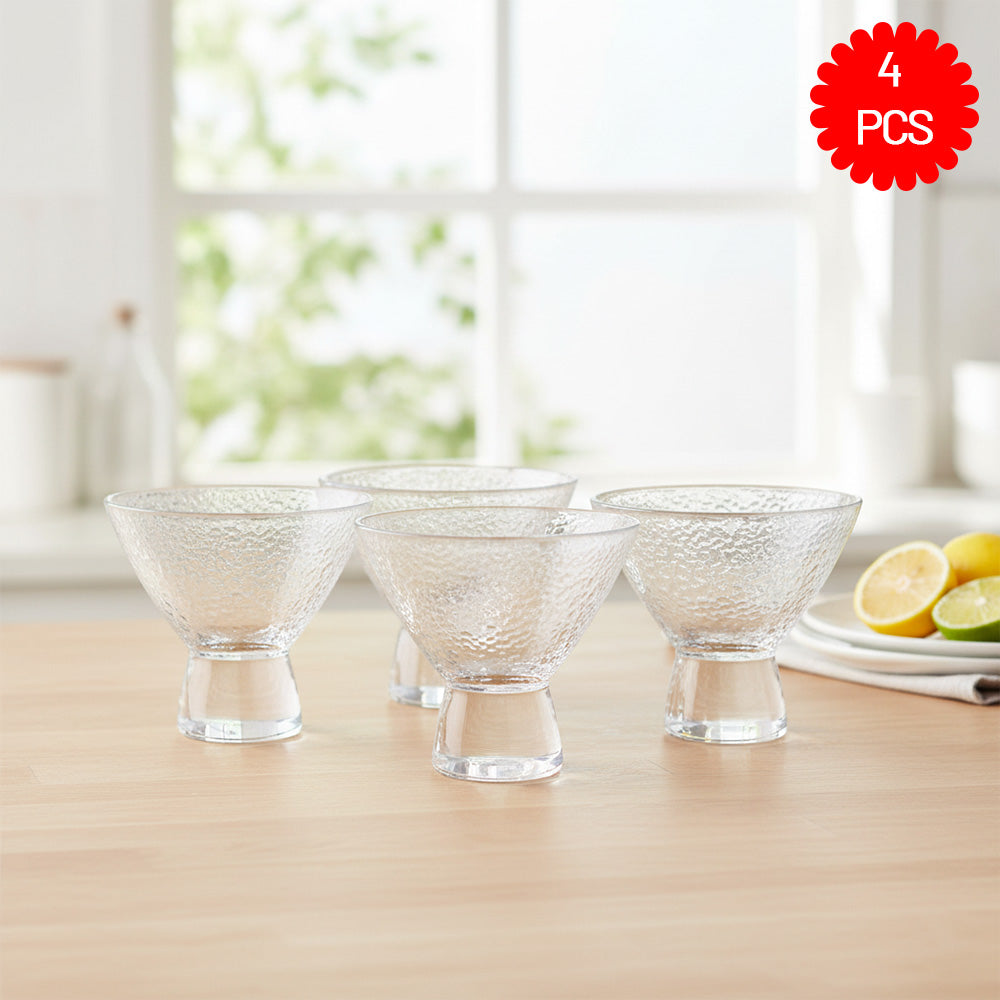 طقم أوعية حلوى زجاجية 4 قطع 180 مل