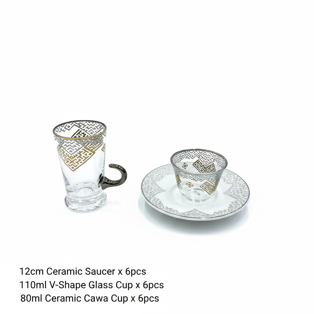 طقم استكانة وفنجان 18قطعة