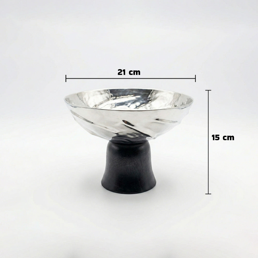 وعاء بقاعدة خشبية - صغير