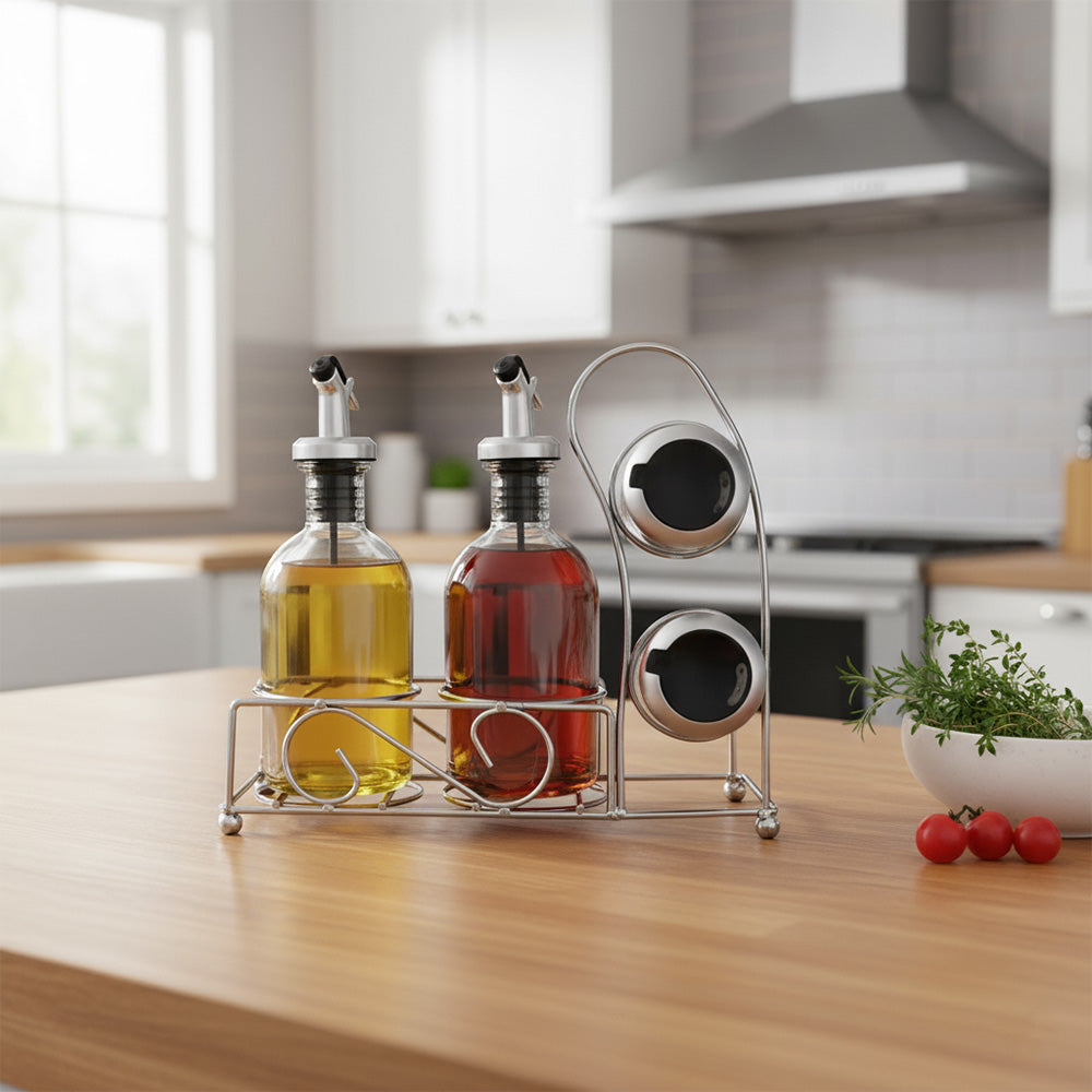حامل موزع الزيت/الخل/الملح/الفلفل 5 قطع