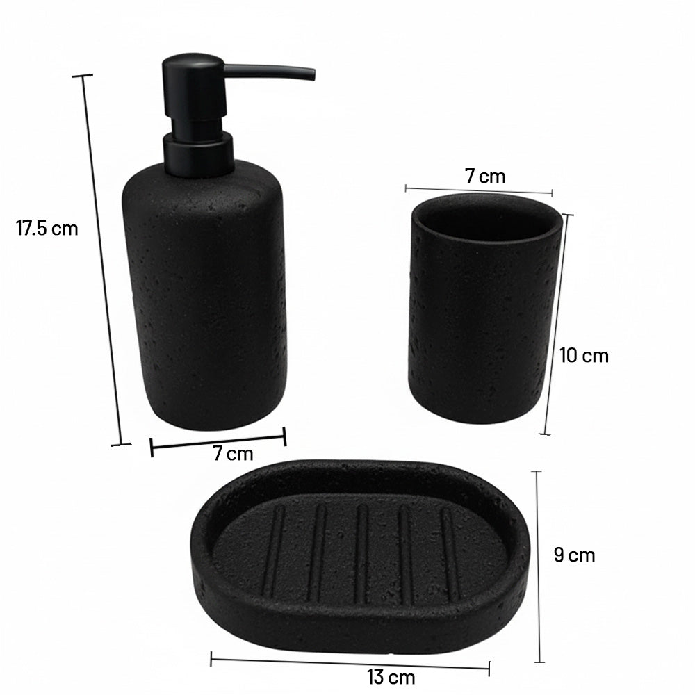 طقم حمام دائري بنقشة حجرية – 3 قطع
