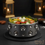 وعاء سلطة معدني بزخارف ورد