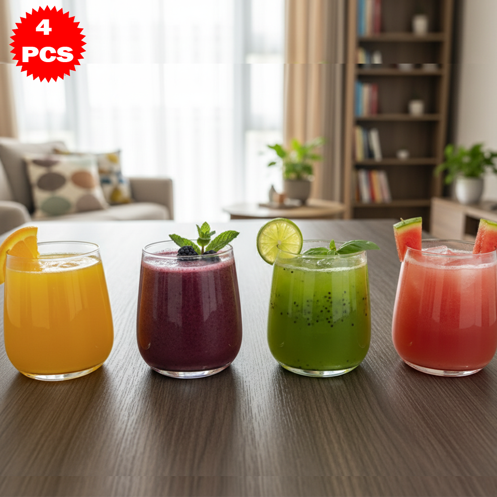 طقم أكواب زجاجية شفافة 430 مل 4 قطع