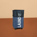 سلة غسيل قابلة للطي مع مقبض وعجلات، موديل: 3