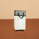 سلة غسيل قابلة للطي مع مقبض وعجلات، موديل: 3