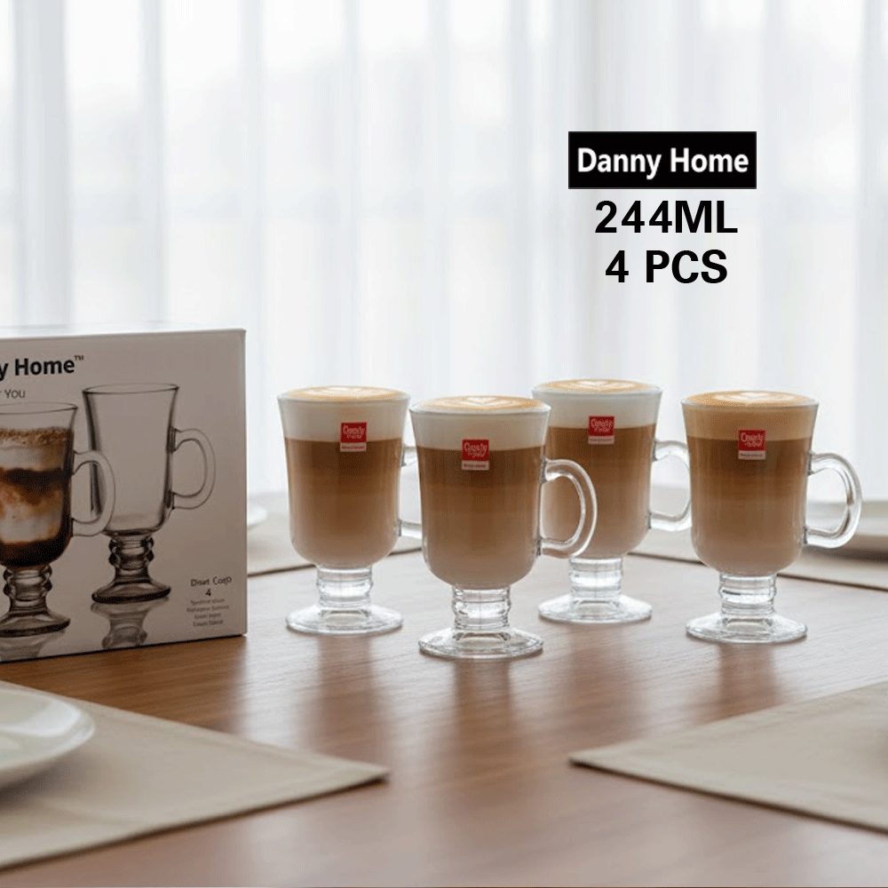 أكوب لاتيه زجاجي ٤ قطع ٢٤٤ ملي