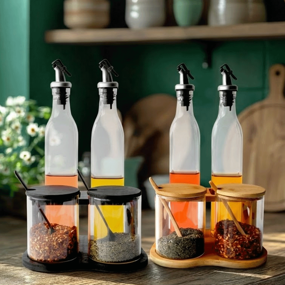 مجموعة توابل زجاجية 4 قطع