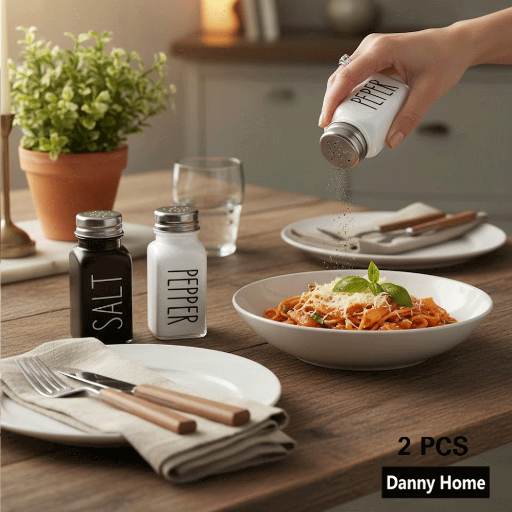 زجاجة ملح وفلفل ابيض واسود 2قطعة