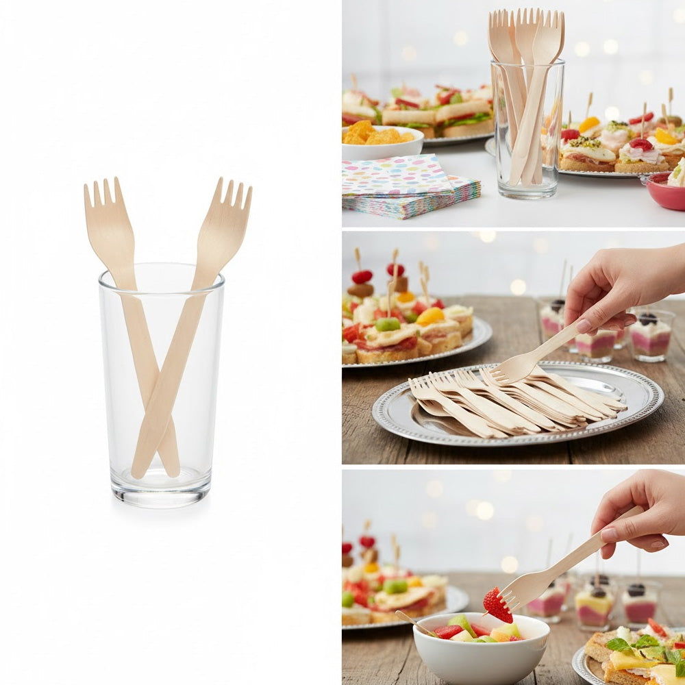 شوك خشبية للاستخدام مرة واحدة - 100 قطعة