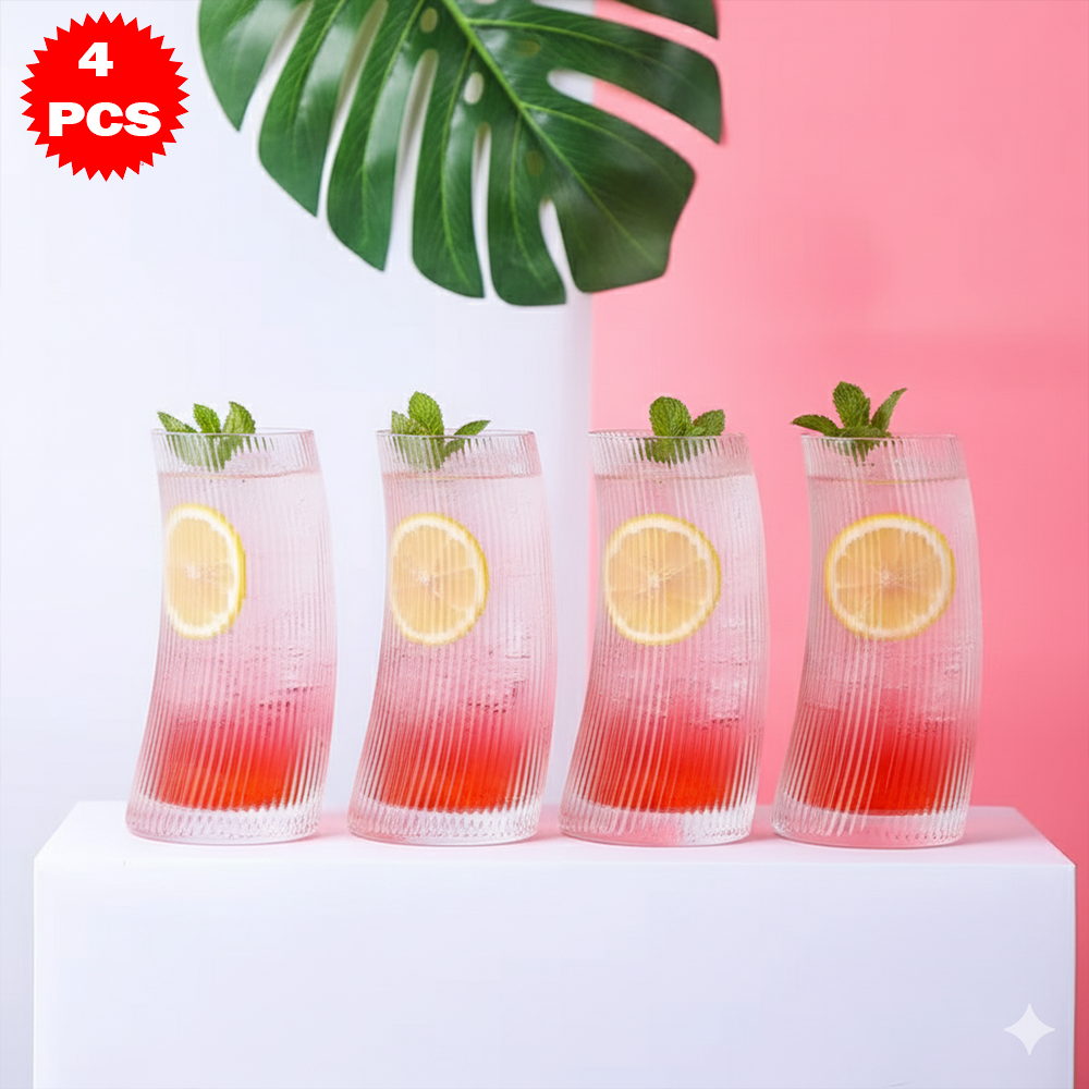 طقم أكواب زجاجية عصرية شفافة 4 قطع (500 مل)