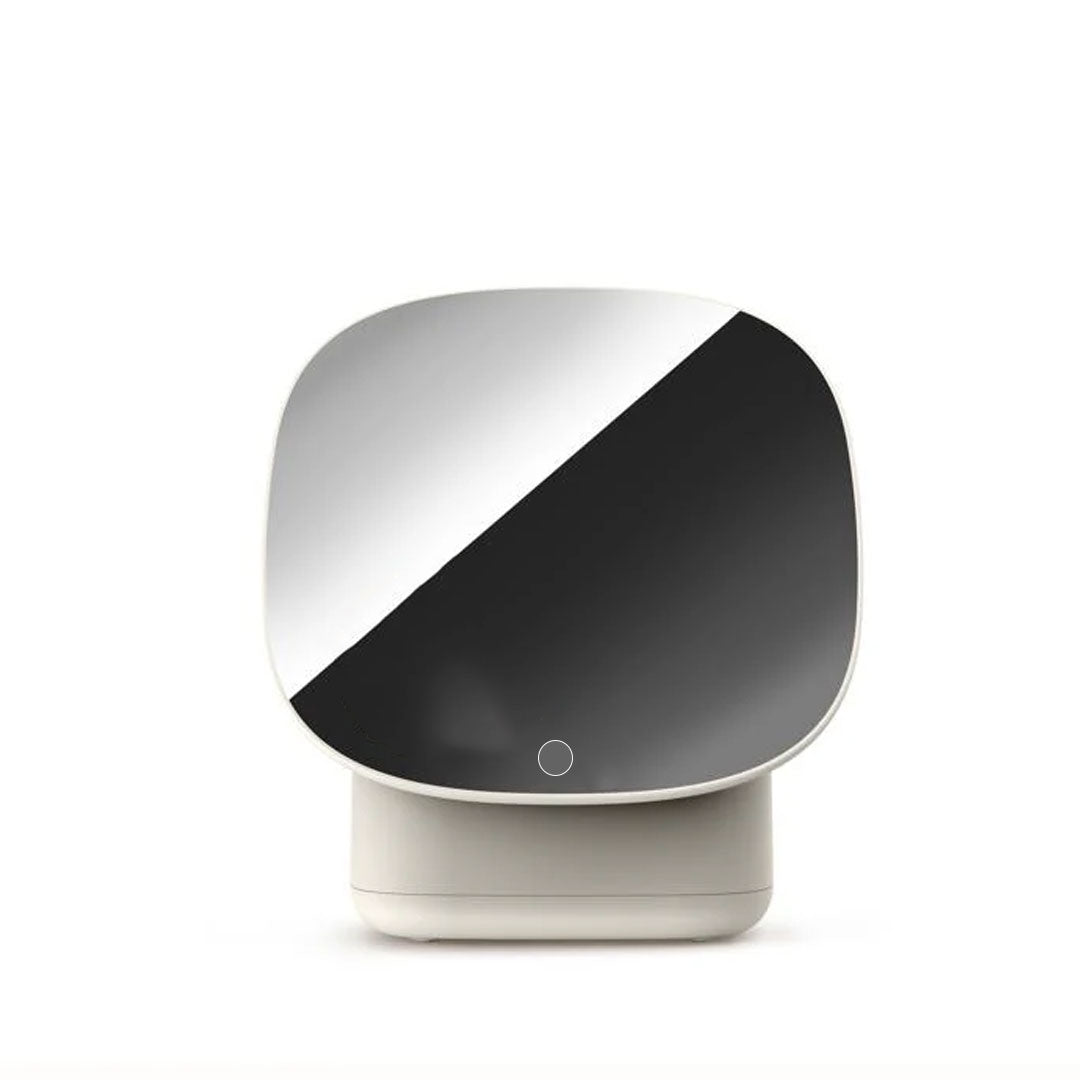 مرآة مضيئة مع منظم مستحضرات تجميل