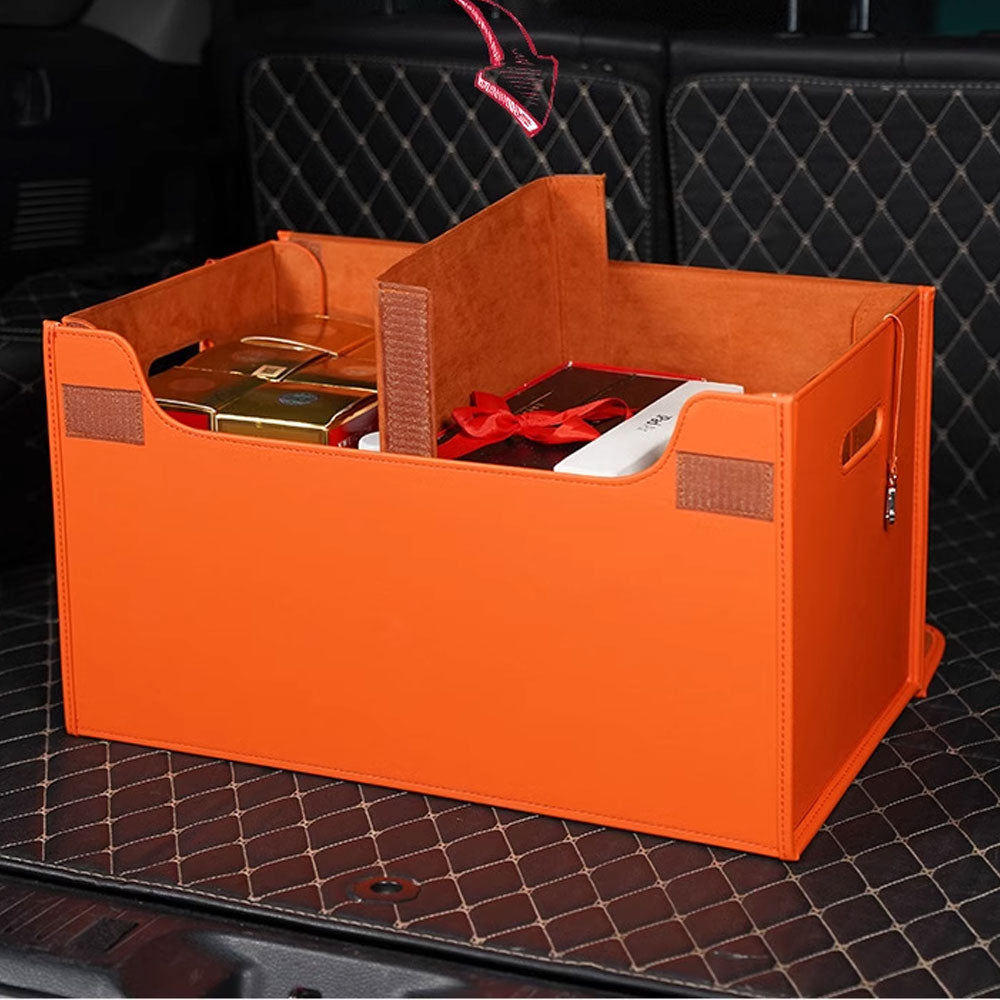 صندوق تخزين السيارة القابل للطي من الجلد