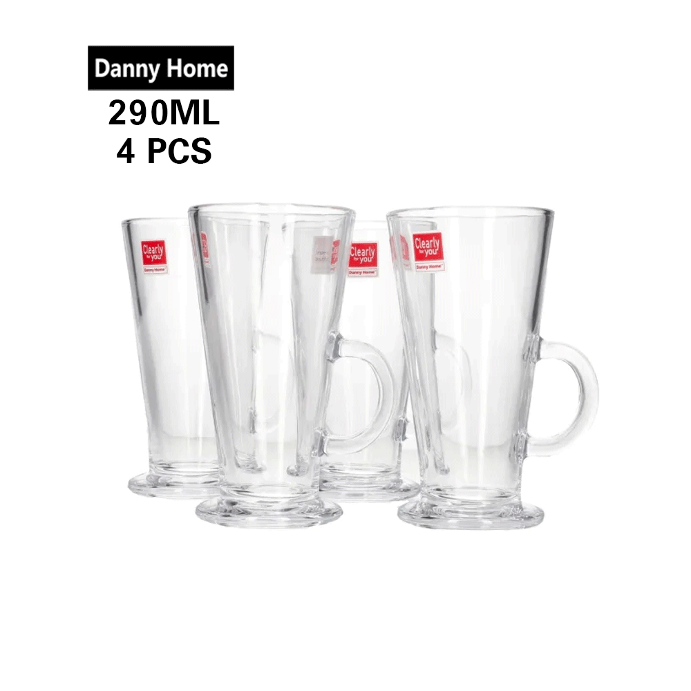 طقم أكواب لاتيه زجاجي 4 قطع 290 مل