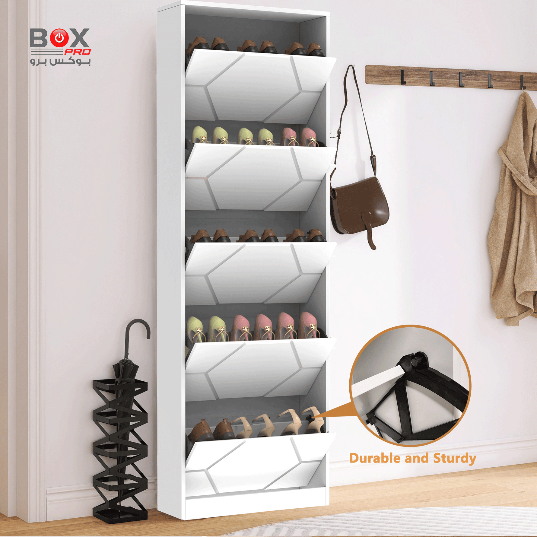 خزانة أحذية كبيرة  بأدراج منحوتة